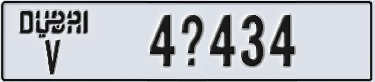 UAE License Plate Dubai V 4X434