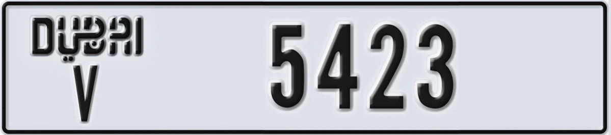 UAE License Plate Dubai V 5423