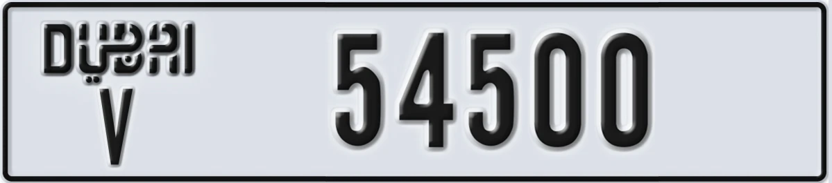UAE License Plate Dubai V 54500