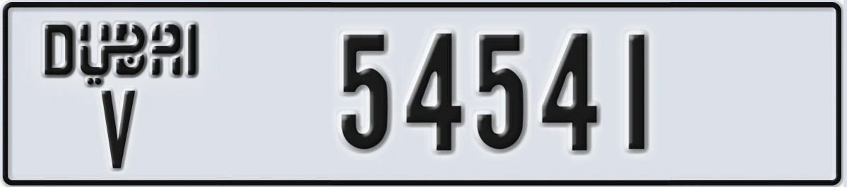 UAE License Plate Dubai V 54541