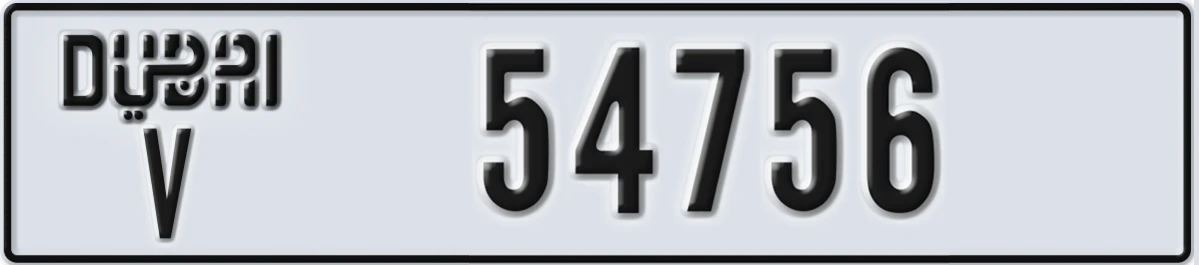 UAE License Plate Dubai V 54756