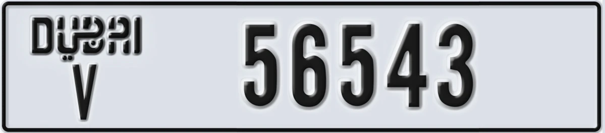 UAE License Plate Dubai V 56543
