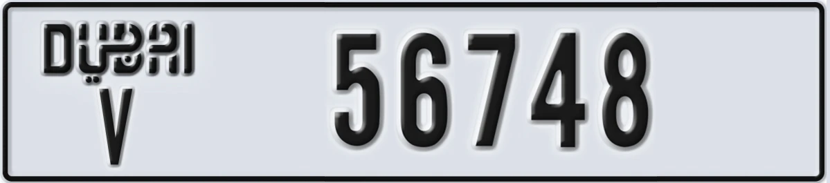 UAE License Plate Dubai V 56748