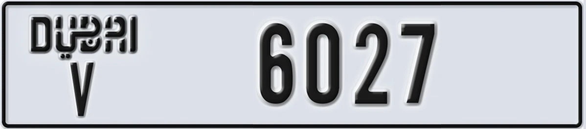 UAE License Plate Dubai V 6027