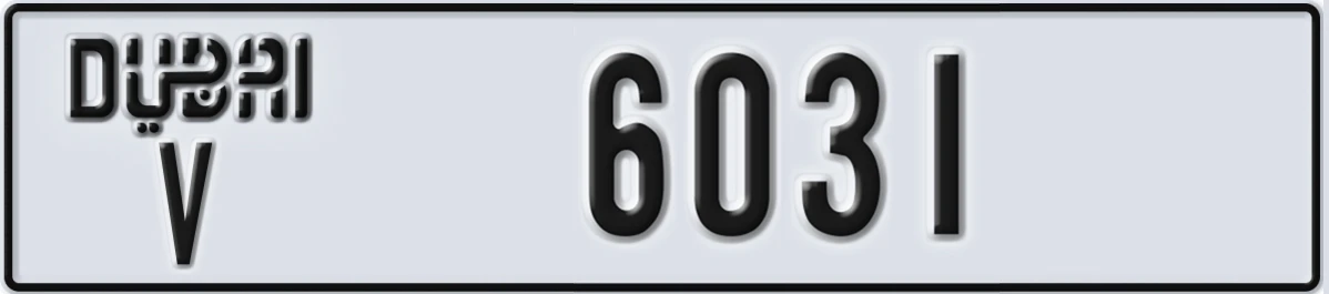 UAE License Plate Dubai V 6031