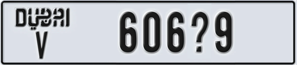 UAE License Plate Dubai V 606X9