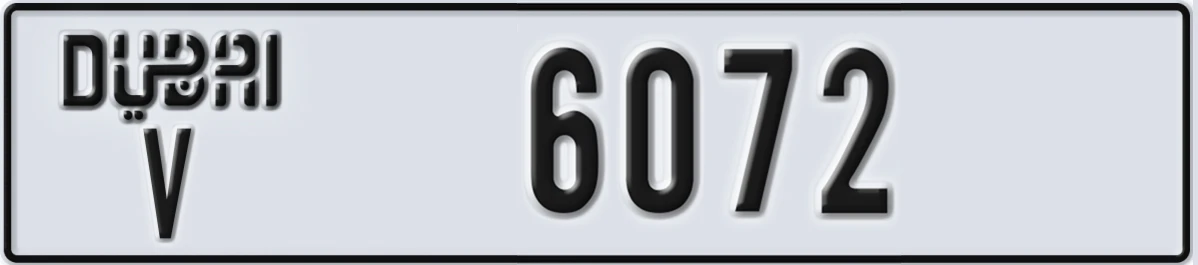 UAE License Plate Dubai V 6072