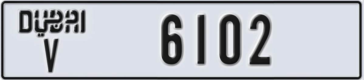 UAE License Plate Dubai V 6102