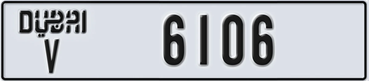 UAE License Plate Dubai V 6106
