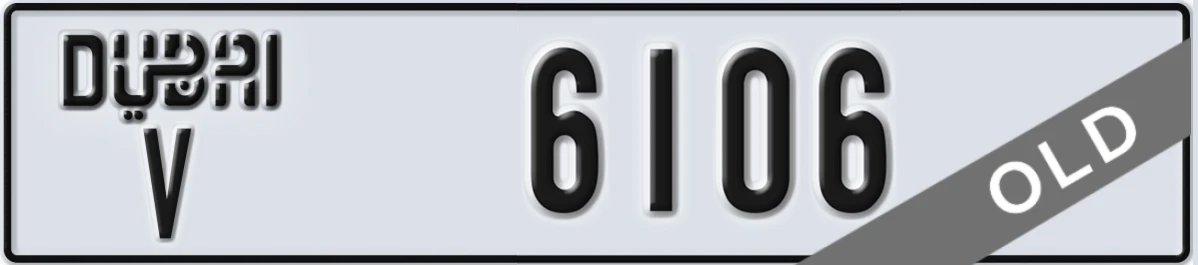 UAE License Plate Dubai V 6106