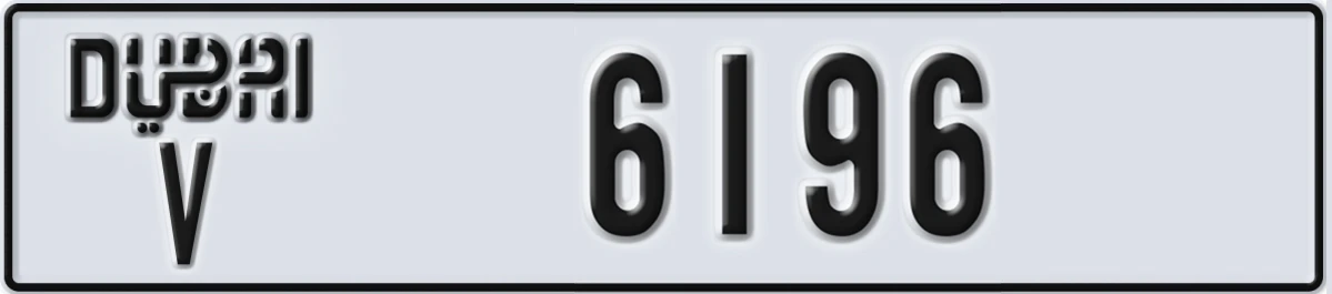 UAE License Plate Dubai V 6196