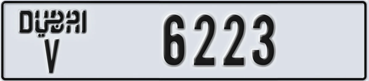 UAE License Plate Dubai V 6223