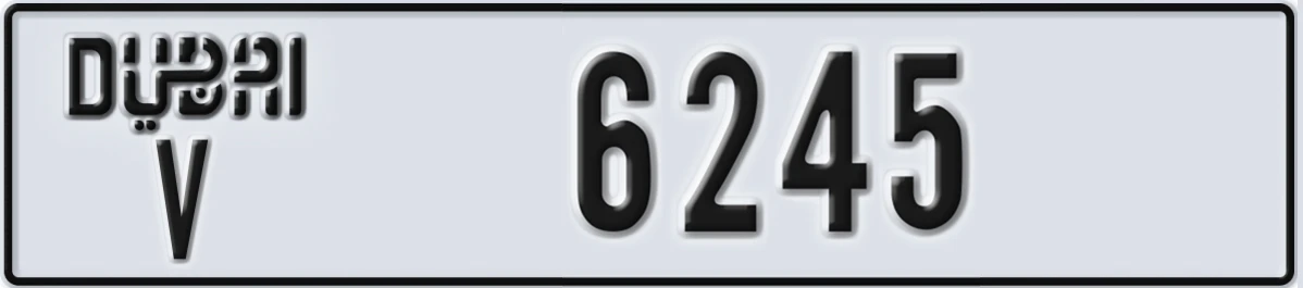 UAE License Plate Dubai V 6245