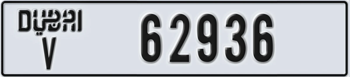 UAE License Plate Dubai V 62936