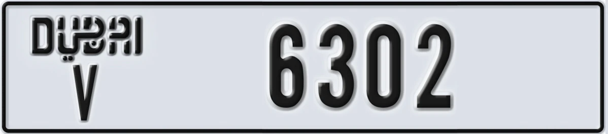 UAE License Plate Dubai V 6302