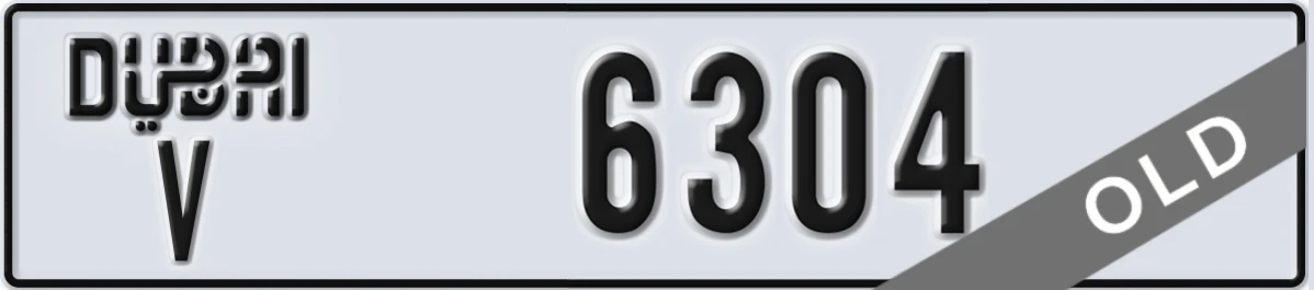 UAE License Plate Dubai V 6304