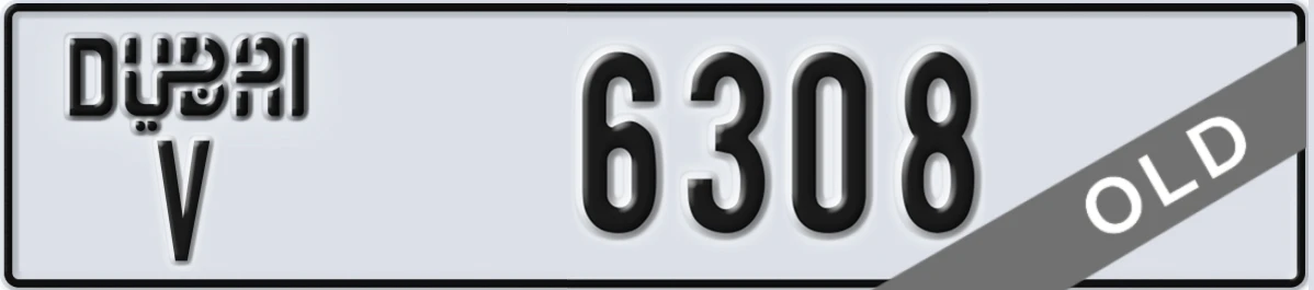 UAE License Plate Dubai V 6308