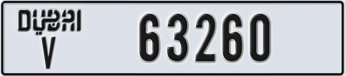 UAE License Plate Dubai V 63260