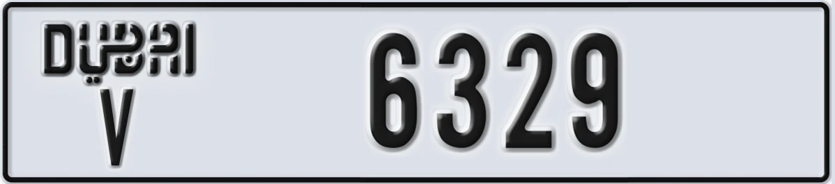 UAE License Plate Dubai V 6329