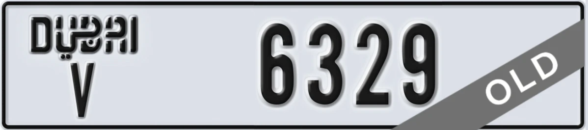 UAE License Plate Dubai V 6329