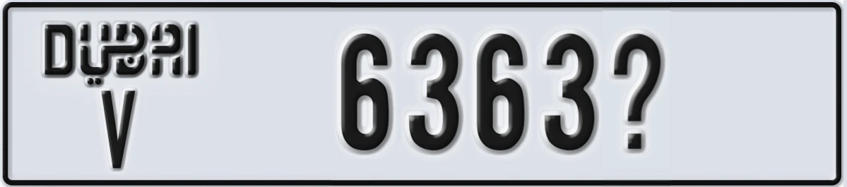UAE License Plate Dubai V 6363X