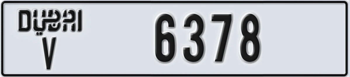 UAE License Plate Dubai V 6378