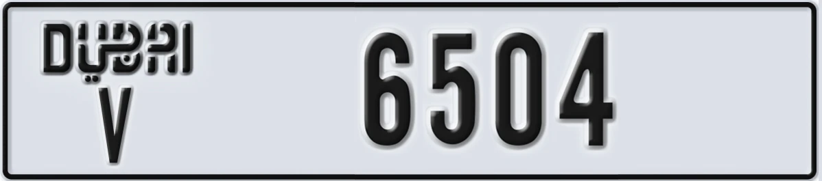 UAE License Plate Dubai V 6504