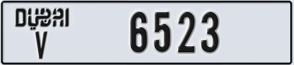 UAE License Plate Dubai V 6523
