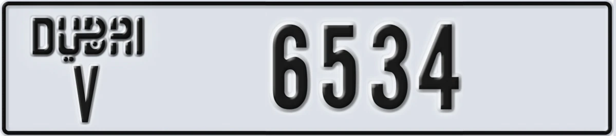 UAE License Plate Dubai V 6534