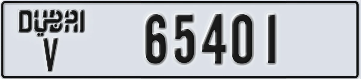 UAE License Plate Dubai V 65401