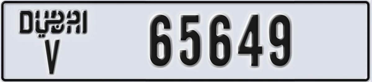 UAE License Plate Dubai V 65649