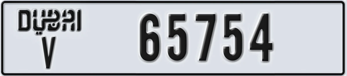 UAE License Plate Dubai V 65754