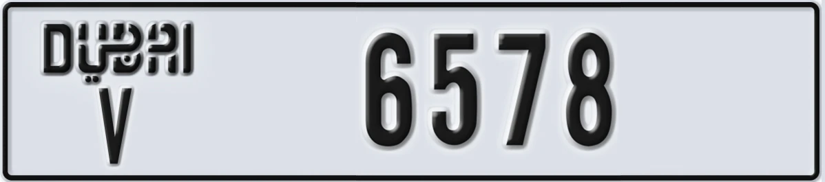 UAE License Plate Dubai V 6578