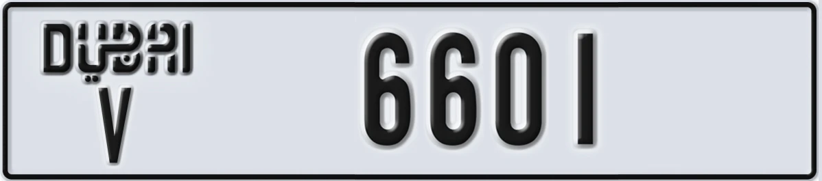 UAE License Plate Dubai V 6601