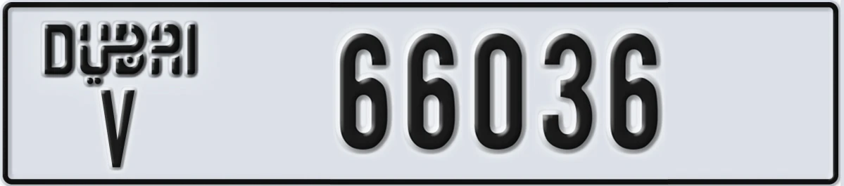 UAE License Plate Dubai V 66036