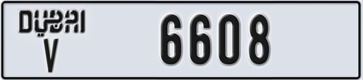UAE License Plate Dubai V 6608