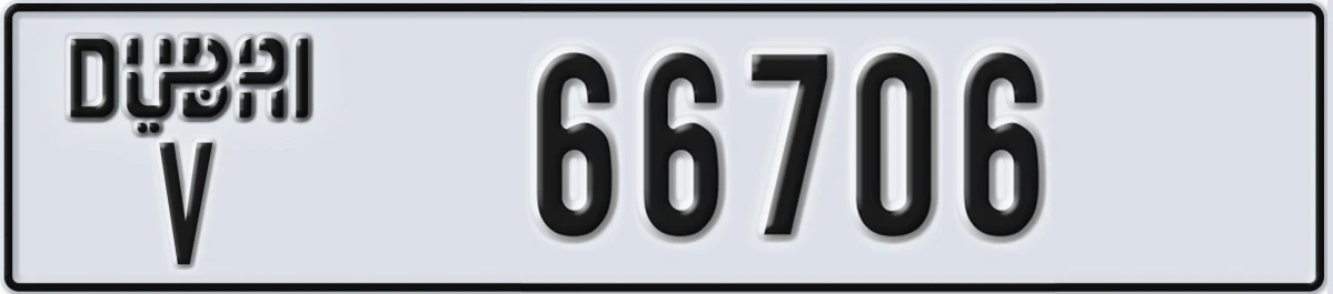 UAE License Plate Dubai V 66706