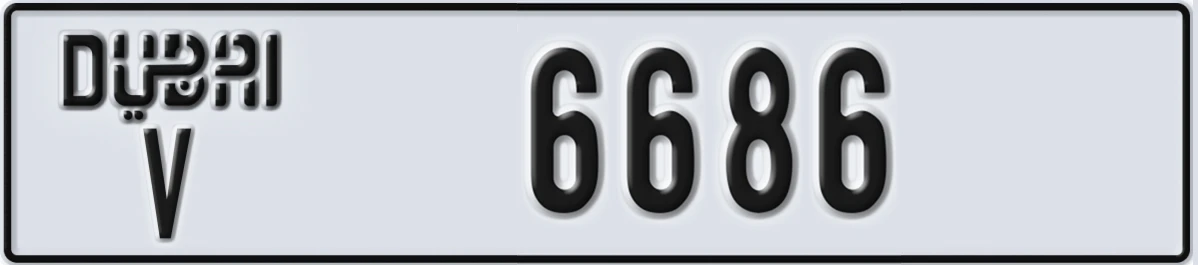 UAE License Plate Dubai V 6686