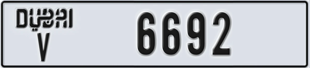UAE License Plate Dubai V 6692