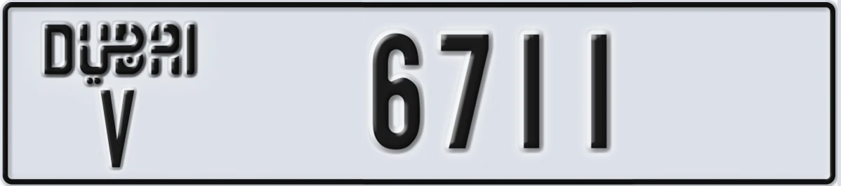UAE License Plate Dubai V 6711