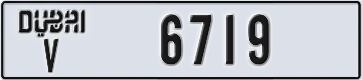 UAE License Plate Dubai V 6719