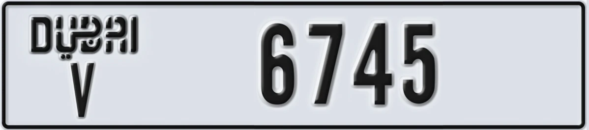 UAE License Plate Dubai V 6745
