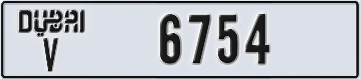 UAE License Plate Dubai V 6754