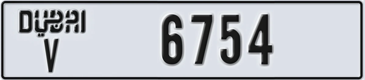 UAE License Plate Dubai V 6754