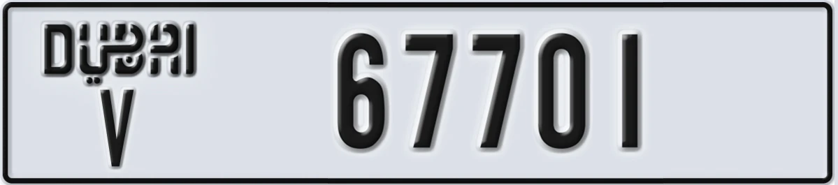 UAE License Plate Dubai V 67701