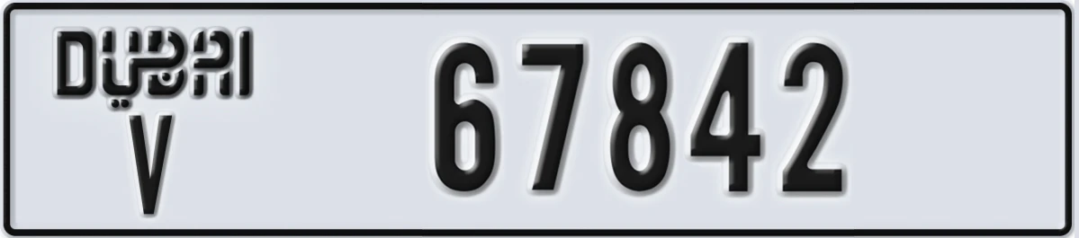 UAE License Plate Dubai V 67842