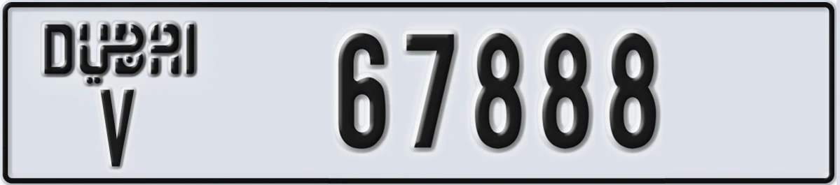 UAE License Plate Dubai V 67888