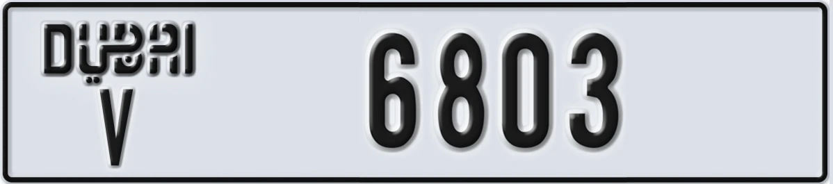 UAE License Plate Dubai V 6803
