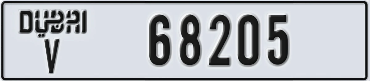 UAE License Plate Dubai V 68205
