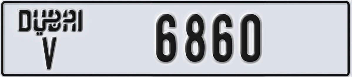 UAE License Plate Dubai V 6860